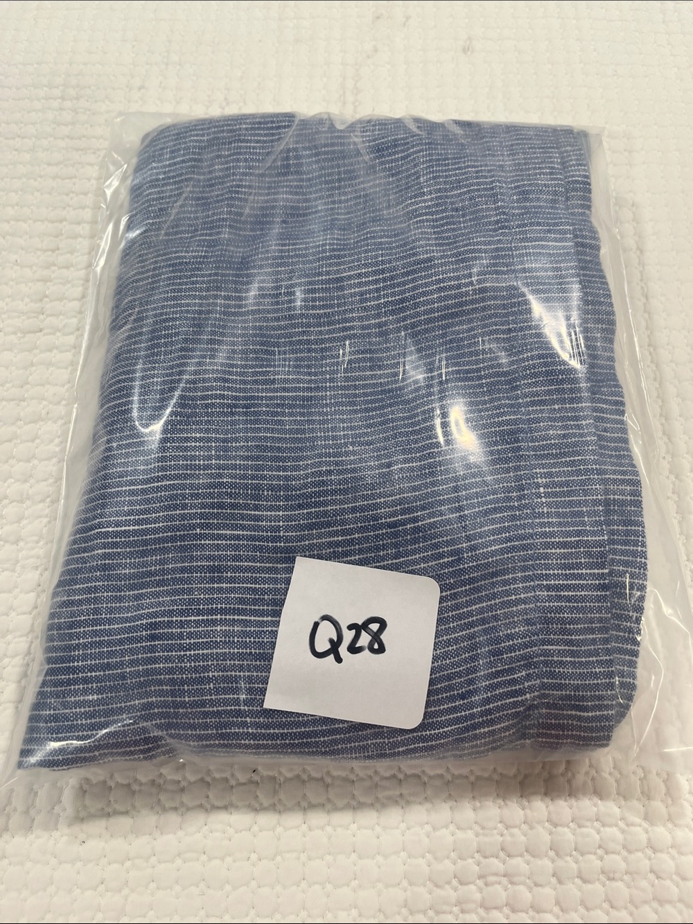 Garnet Hill 100% Linen Microstripe Drop Waist Shift Dress Blue White M - Picture 10 of 10